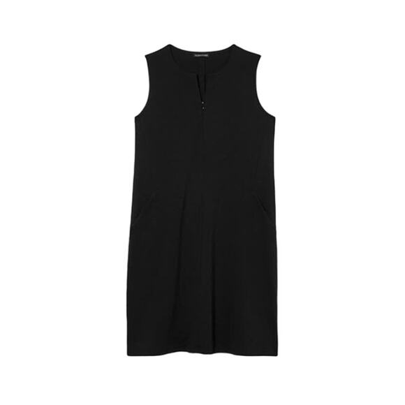 Eileen Fisher Split-Neck Zip-Front Ponte Dress Size Small - Picture 1 of 8